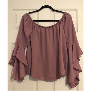 Mauve off shoulder blouse by Charlotte Russe